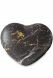 Urna funeraria en forma de corazón semierguido - Negra con vetas doradas - Colección Love