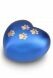 Urna para mascotas de corazón azul mate con huellas, diferentes tamaños