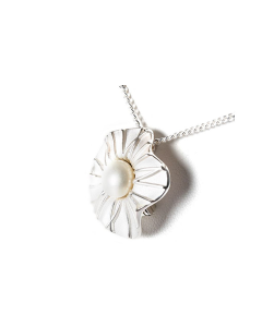 Colgante para cenizas de plata (925) 'Flor' con perla