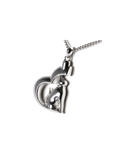 Colgante para cenizas mascotas 'Gato y corazon' | plata (925)