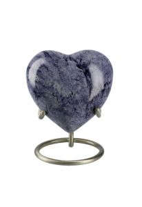 Urna pequeña corazón 'Elegance' con aspecto de piedra natural púrpura (incl. soporte de urna)