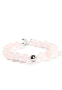 Pulsera para ceniza de cuarzo rosa (925 plata de ley)