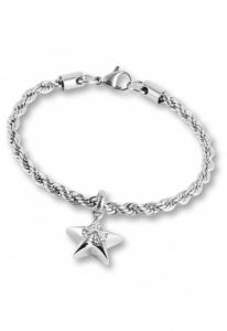 Pulsera para cenizas en acero inoxidable con estrella y piedra zirconia