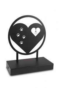 Urna escultura 'Corazón con patas de perro' con perla de cenizas