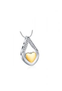Colgante para cenizas con circonitas y corazón dorado