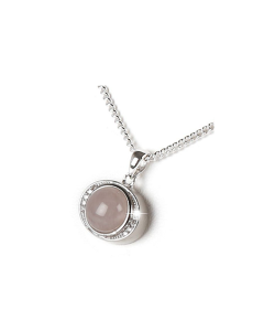 Colgante cenizas de plata (925) con gema de cuarzo rosa