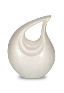 Urna cineraria aluminio 'Lágrima' beige de alto brillo