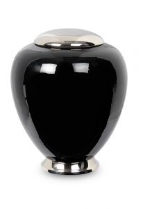 Urna para cenizas latón negro con tapa plateada