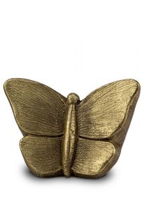 Urna pequeña para cenizas de cerámica de arte Mariposa dorado