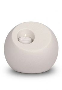 Mini urna de porcelana 'Lumos' con portavelas blanco mate