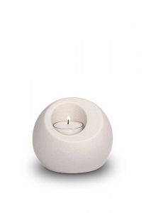 Mini urna de porcelana 'Lumos' con portavelas blanco mate