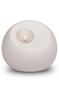 Urna de porcelana 'Lumos' con portavelas blanco mate