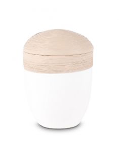 Urna funeraria cerámica 'Horizonte' beige/blanco