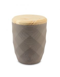 Urna funeraria 'Diamantes' gris-marrón con tapa de madera de abeto