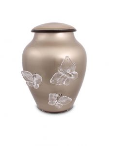 Urna incineración de cristal con mariposas cappuccino