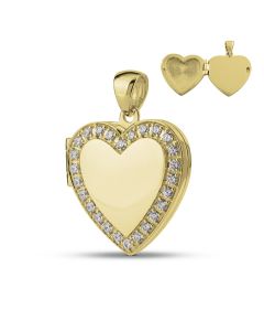 Joyería para ceniza 14 kt. Corazón y  brillantes de oro amarillo