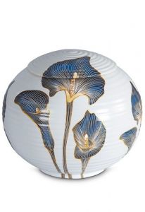 Urna para cenizas de porcelana 'Sfera' - Cala azul zafiro con detalles dorados
