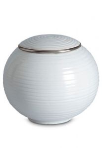 Urna para cenizas de porcelana 'Sfera' - Borde color platino
