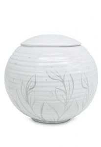 Urna para cenizas de porcelana 'Sfera' - Flores metálicas plateadas