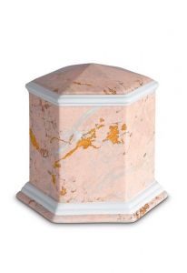 Urna funeraria de porcelana 'Esagono' | Motivo de mármol rosa