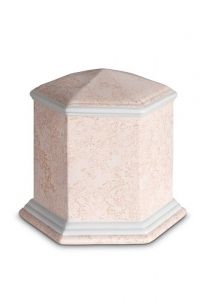 Urna funeraria de porcelana 'Esagono' | Relieve coral rosa
