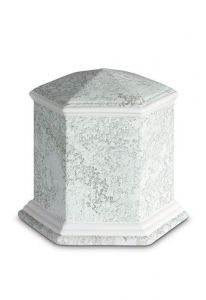 Urna funeraria de porcelana 'Esagono' | Relieve de agua marina