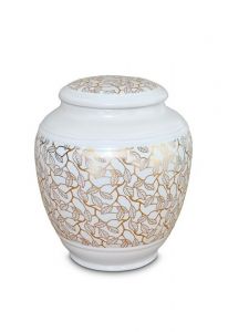 Mini urna funeraria de porcelana 'Classica' | Hojas de oro puro