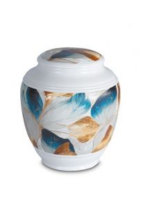 Mini urna funeraria de porcelana 'Classica' | Multicolor con estructura natural