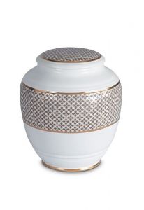 Mini urna funeraria de porcelana 'Classica' | Tréboles de cuatro hojas con doble borde dorado