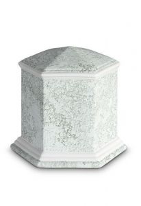 Mini urna funeraria de porcelana 'Esagono' | Relieve de agua marina