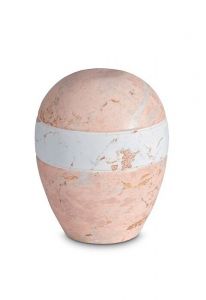 Mini urna para cenizas de porcelana 'Planet' - Motivo de mármol rosa