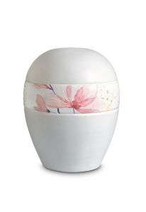 Mini urna para cenizas de porcelana 'Planet' - Banda con flores rosas