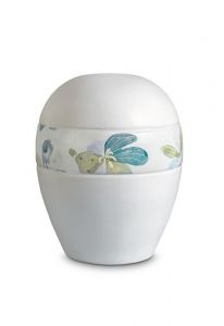 Mini urna para cenizas de porcelana 'Planet' - Banda con flores