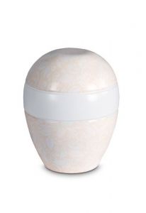 Mini urna para cenizas de porcelana 'Planet' - Motivo floral beige en relieve