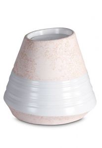 Urna para cenizas de porcelana 'Maya' | Relieve coral rosa