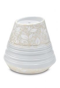 Urna para cenizas de porcelana 'Maya' | Motivo floral beige