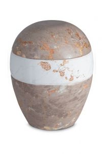 Urna para cenizas de porcelana 'Planet' - Motivo de mármol marrón y blanco
