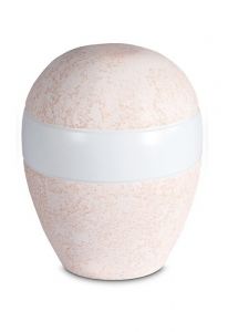 Urna para cenizas de porcelana 'Planet' - Relieve coral rosa