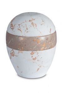 Urna para cenizas de porcelana 'Planet' - Motivo de mármol blanco y marrón
