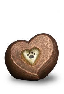 Urna para mascotas en forma de corazón con huella - grande