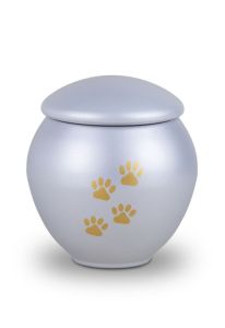 Urna mascota gris claro con patas oro