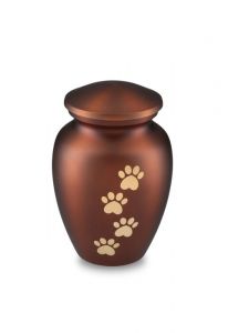 Urna para mascotas marrón mate con huellas doradas, diferentes tamaños