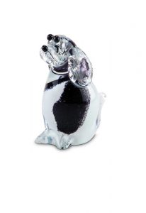 Miniurna incineración cristal 'Perro' negro / blanco