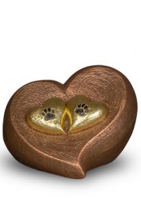 Urna DUO para mascotas en forma de corazón con espacio para dos animales