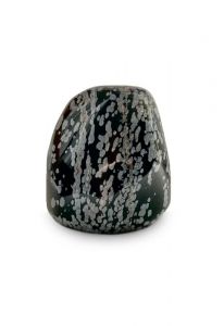 Piedra preciosa de Obsidiana Copo de Nieve miniurna de pie