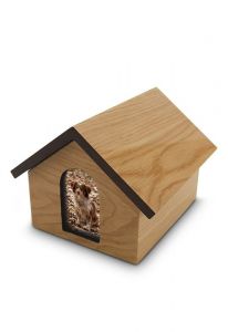 Mini urna funeraria 'Casa conmemorativa' de madera MDF patron natural