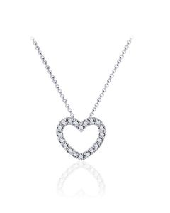 Colgante conmemorativa corazón de plata con zirconias y collar