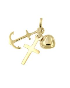 Colgante conmemorativa 'Fe, esperanza y amor' de oro amarillo 14k