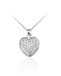 Colgante conmemorativa 'Corazón' de plata con piedra zirconia | REBAJAS