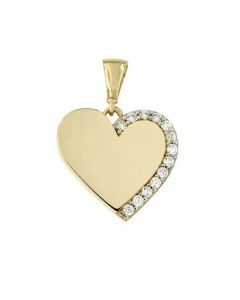 Colgante conmemorativa 'Corazón' de oro bicolor 14k con piedra zirconia